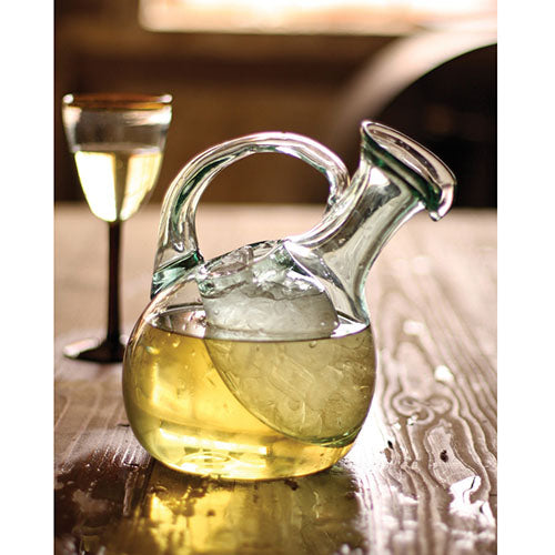 Tilted Glass Decanter with Ice Pocket