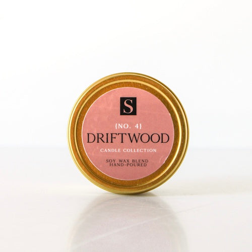 Driftwood Gold Tin Candle