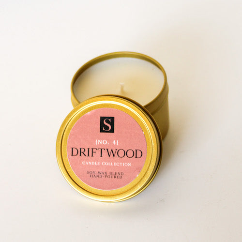 Driftwood Gold Tin Candle