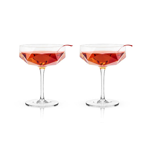 Faceted Crystal Coupe Tumblers