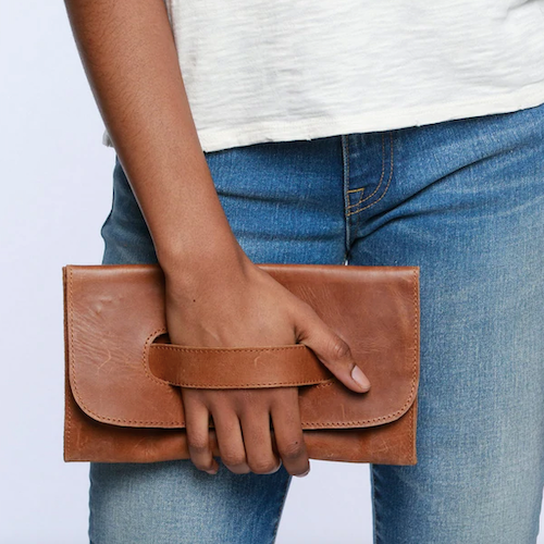 Mare Handle Clutch in Whiskey