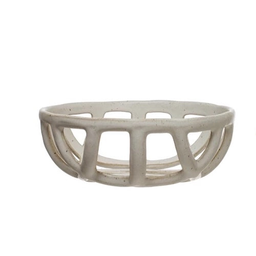 Large White Ceramic Basket Bowl