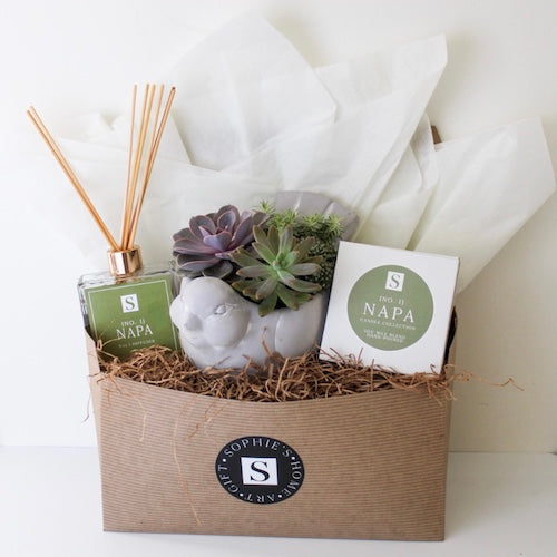 Luxe Napa Candle + Bird Succulent Gift Box