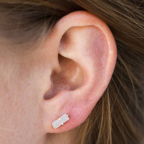 Druzy White Bar Studs